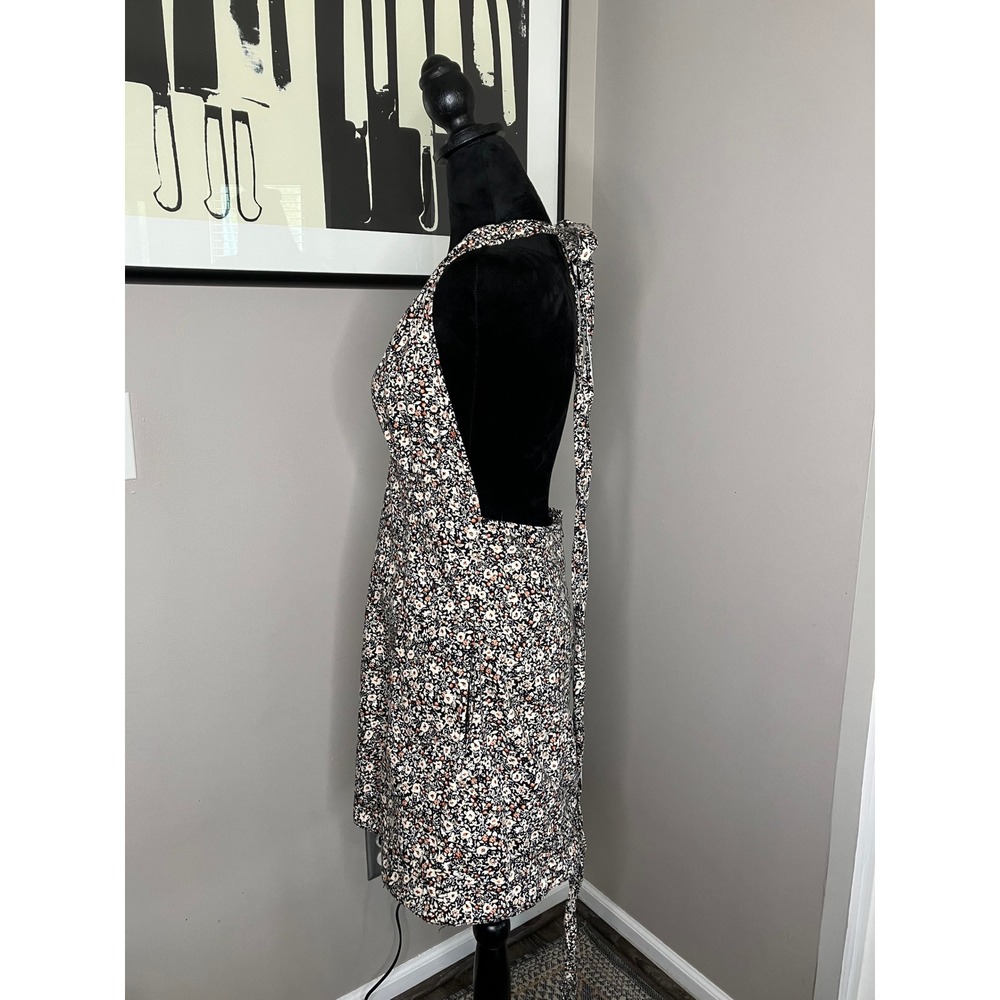 Free People Baby's Got It Denim Convertible Halter Floral Cotton Mini Dress Sz 8 - Picture 4 of 14